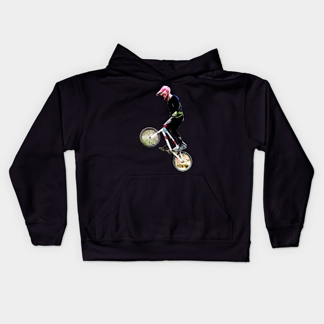 bmx race Kids Hoodie by rickylabellevie